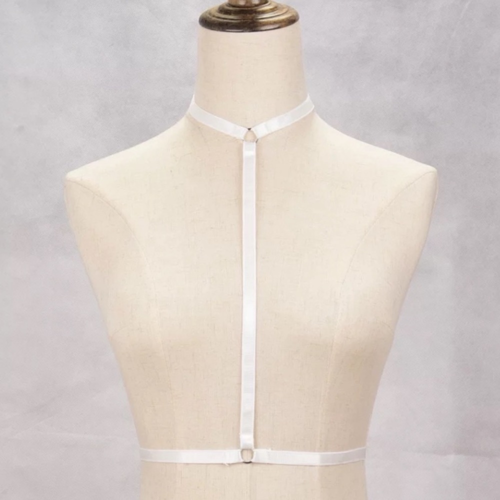 White underwear body cage harness